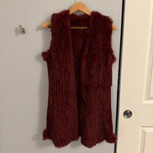 NWT Love Token Red Fur Vest